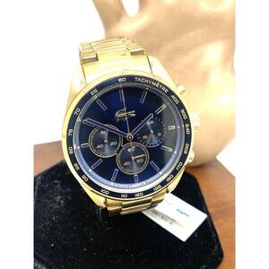 Lacoste Men's Watch 2011381 Boston Quartz Chronograph Blue Dial Gold Steel 42mm